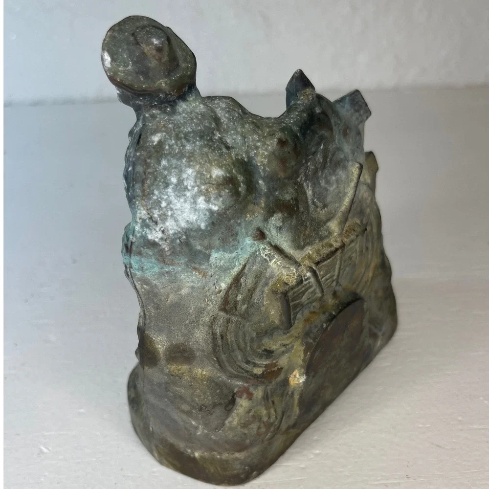 Antique‎ The Minute Man Cast Iron Still Bank Colonial Soldier Cannon Coin Bank